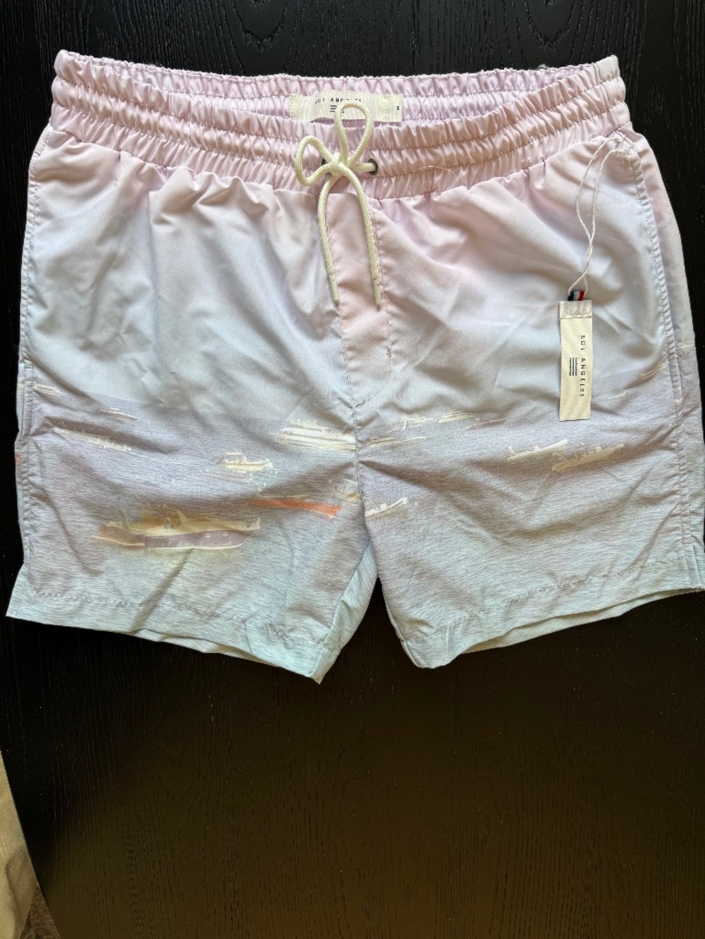 Sol Angeles Boat Print Swim Trunks Pink Size M NWT